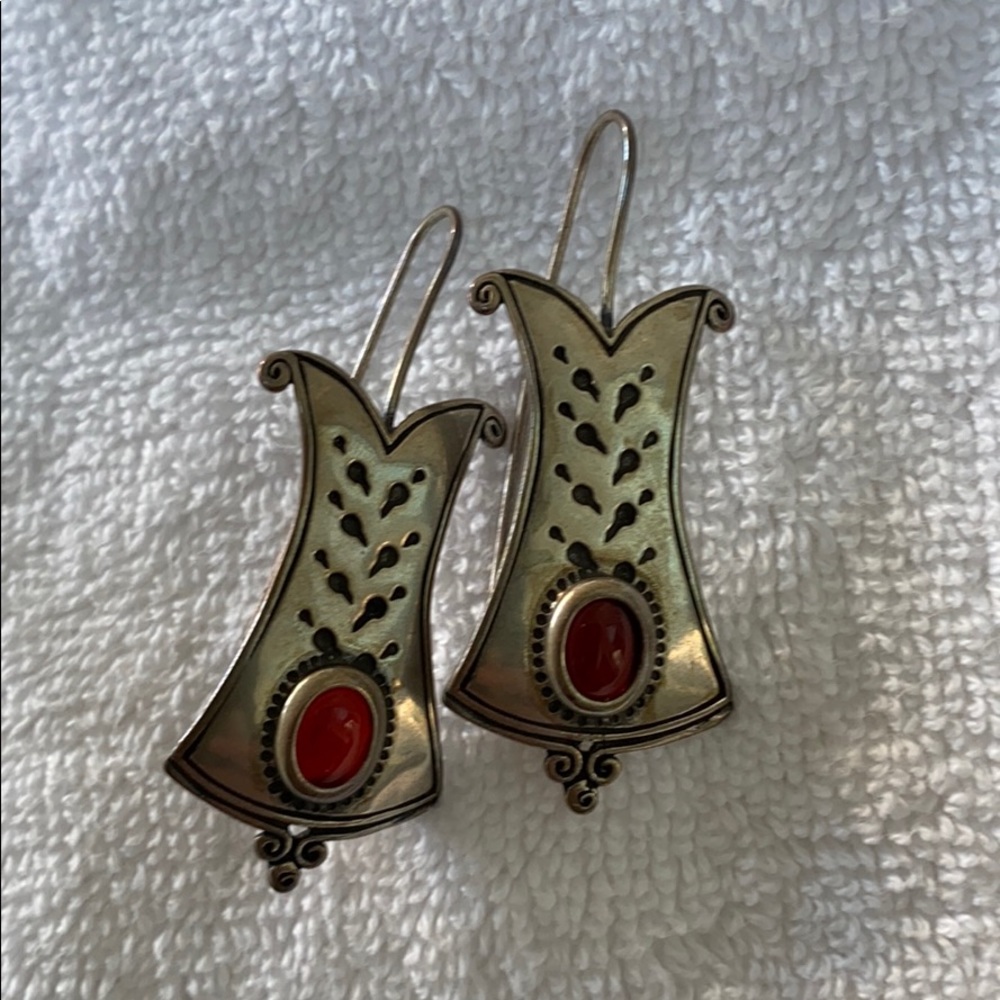 Boho sterling silver dangle earrings with Agates